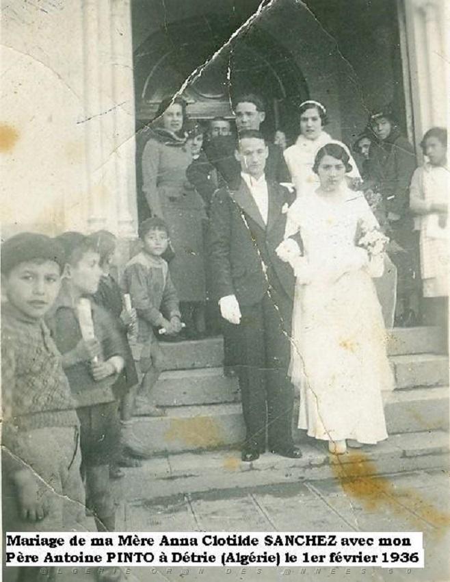 ORANIE- DETRIE- Mariage de mes parents Anne Clotide Sanchez et Antoine Pinto 01 02 1936 (3).jpg